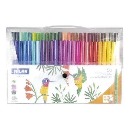 Milan Transparent Flexible Case Of 50 Conical Tip Fibre Pens