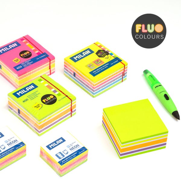Milan Pad 400 Fluo Coloured Adhesive Notes 76 X 76 Mm (Green, Multicolour) - 1 Pcs.