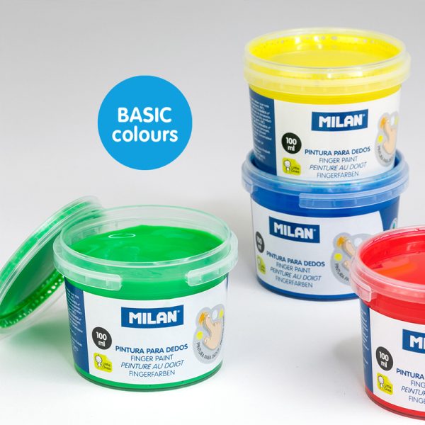 Milan Case 6 Pots 100 Ml Finger Paint, Basic Colours
