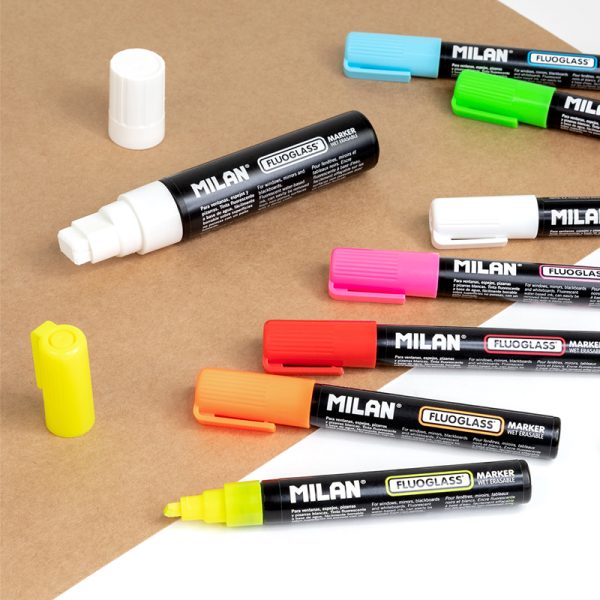 Milan Fluoglass Markers, Chisel Tip 2 - 4 Mm, White Colour. Available In 7 Different Colours - 1 Pcs.