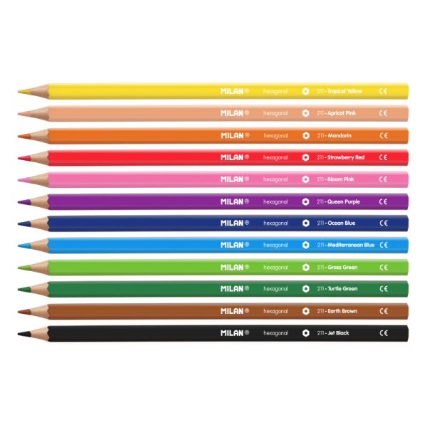 Milan Box 12 Hexagonal Colour Pencils - 1 Pcs.