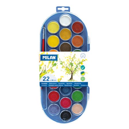 Milan Set Of 22 Watercolour Tablets Ø 30 Mm With Brush