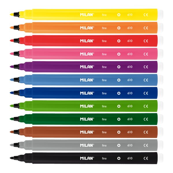 Milan Box 12 Fine Tip Fibre Pens (165 Mm Length) - 1 Pcs.