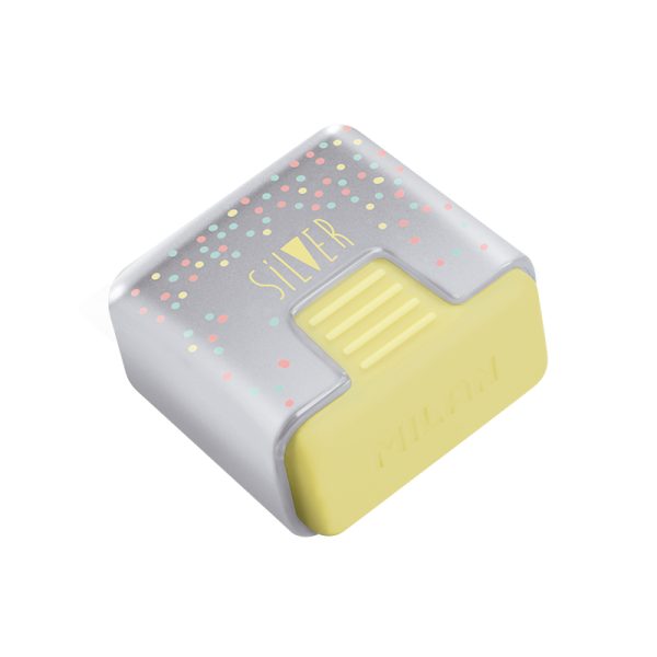 Milan Silver Soft Synthetic Rubber Erasers With Protective Case - 1 Pcs