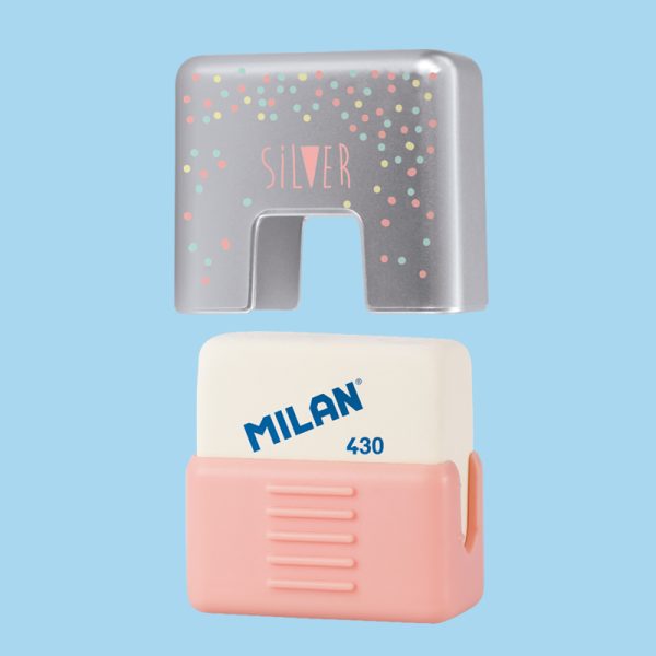 Milan Silver Soft Synthetic Rubber Erasers With Protective Case - 1 Pcs