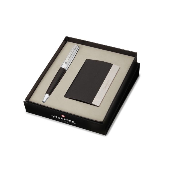 GIFTSET SHEAFFER 300 G9314 GLOSSY BLACK BARREL CHROME CAP WITH CHROME TRIM BP WITH BCH