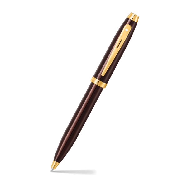 PEN SHEAFFER 100 E9370 COFFEE BROWN WITH PVD GOLD TRIM BP