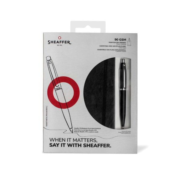 PEN SHEAFFER VFM G9405 HANGSELL BLACK WITH CHROME TRIM BP WITH MEDIUM NOTEBOOK
