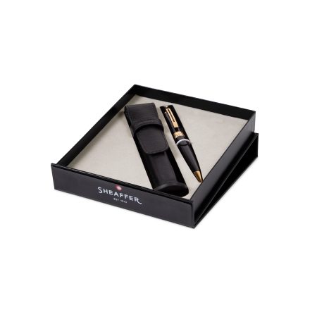 GIFTSET SHEAFFER 300 G9325 GLOSSY BLACK WITH GOLD TONE TRIM BP WITH PEN POUCH