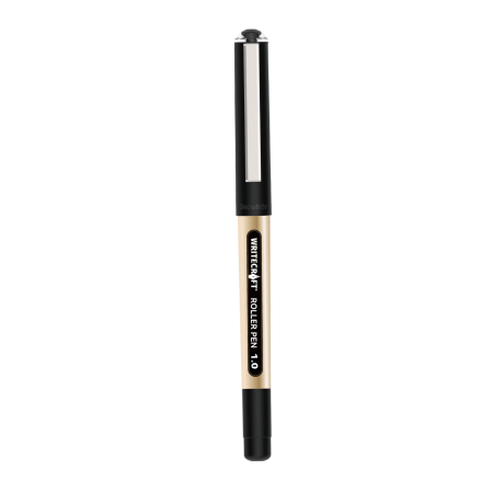 WRITECRAFT 1.0 mm Roller Ball Pen - Waterproof Quick Dry Ink - Black - Pack of 1