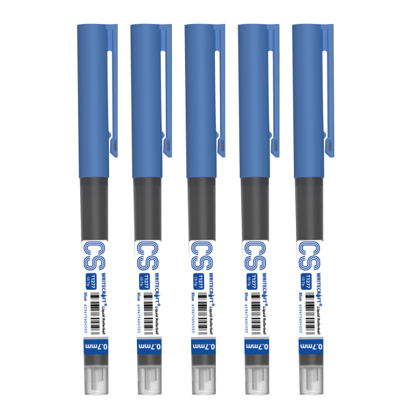 WRITECRAFT CS T1277 Liquid Roller Ball Pen 0.7 mm - Blue Inck - Waterproof Quick Dry Ink - Pack of 5