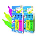 Mitama Fluo Highlighters - German Ink - Long Writing-600m - Set of 2 Colours - Assorted - No Dry Out Ink - 2mm/5mm Tip _61251