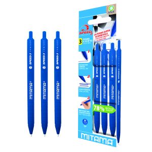 Mitama Click-Clip Gel Ink Pen - 3 Blue 1.0 mm - 3 pc set_61916