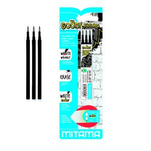 Mitama Erasable Gel Ink Pen Refill - Goody Black 3 pcs + Special Rubber_62809
