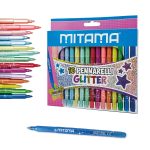 Mitama - Glitter and pastel Fiberpens - Medium tip 3 mm - Set of 16_62845