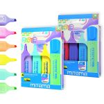 Mitama Pastel Highlighters - Long Writing 600m - set of 4 Colours - No Dry Out Ink - 2mm/5mm Tip_62870