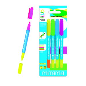 Mitama Fluo Double Highlighter With Chisel Tip and High Fluorescence - 4 pcs_62935
