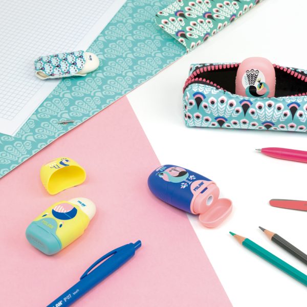 MILAN_Erasers With Pencil Sharpener Capsule Peacock  (Code_4701116PCK)