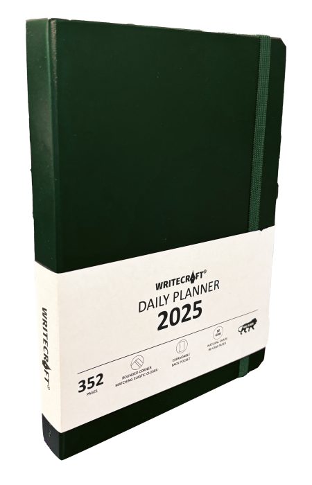 WriteCraft Daily Planner 2025 with 352 Pages | A6 | 80 GSM | Size 14.8x10.5 | Color Green (Hardcase)