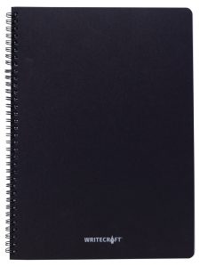 WriteCraft Wiro Series | A4 Wirobound | 128/64 sheets | Plain | Pack of 1 - Black