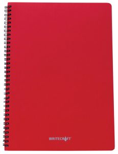 WriteCraft Wiro Series | A4 Wirobound | 128/64 sheets | Plain | Pack of 1 - Cherry