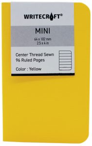 WriteCraft Mini Pocket Notebook | Centre Thread Sewn | Round Corner | Dali 285 GSM | 64x102 | Ruled | Pack of 2 - Yellow