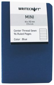WriteCraft Mini Pocket Notebook | Centre Thread Sewn | Round Corner | Dali 285 GSM | 64x102 | Ruled | Pack of 2 - Blue