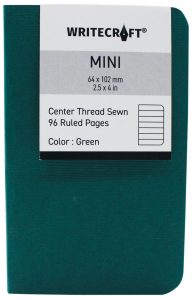 WriteCraft Mini Pocket Notebook | Centre Thread Sewn | Round Corner | Dali 285 GSM | 64x102 | Ruled | Pack of 2 - Green