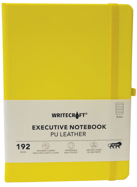 WRITECRAFT Notebook A5 Pastel Yello with PU Leather Strap