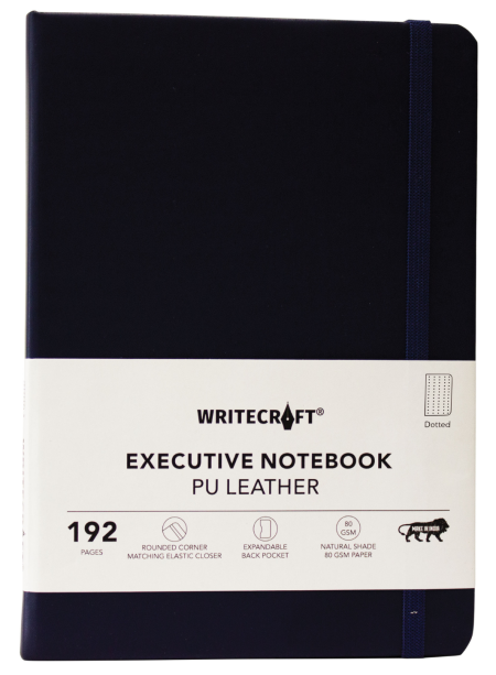 WRITECRAFT Notebook A5 Navy Blue with PU Leather Strap