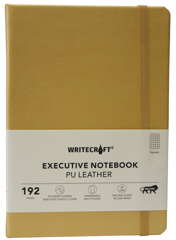 WRITECRAFT Notebook A5 Champagne Gold with PU Leather Strap