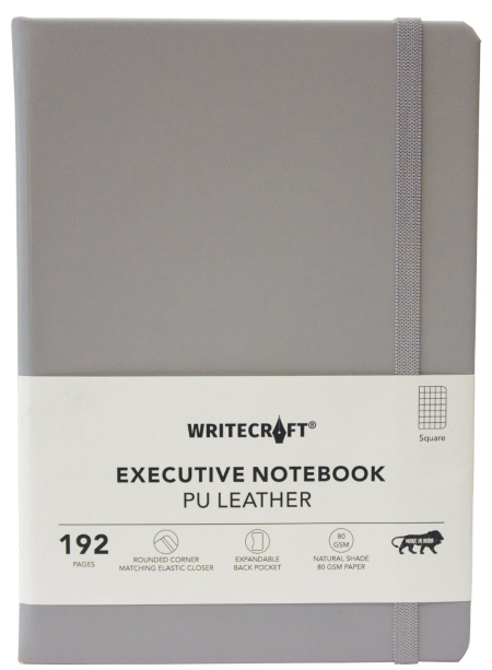 WRITECRAFT Notebook A5 Grey with PU Leather Strap