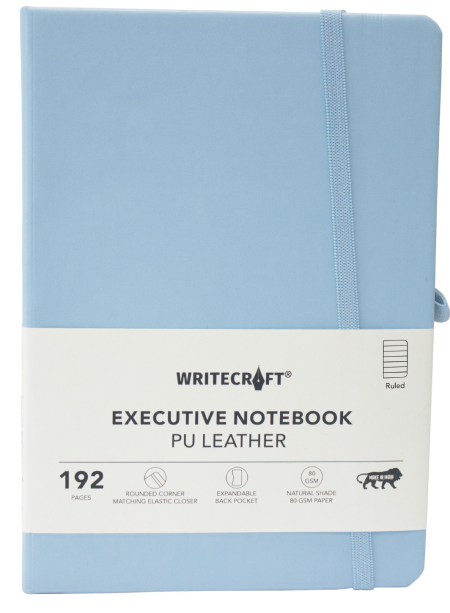WRITECRAFT Notebook A5 Sky Blue with PU Leather Strap