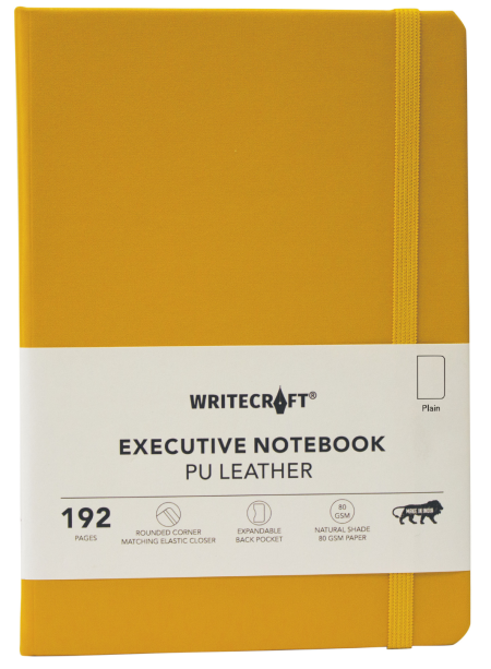 WRITECRAFT Notebook A5 Musterd Yellow with PU Leather Strap
