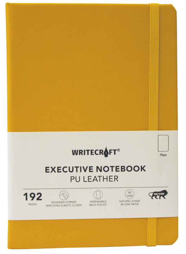 WRITECRAFT Notebook A5 Musterd Yellow with PU Leather Strap