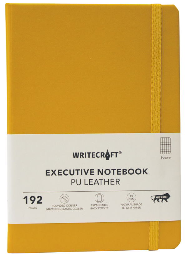 WRITECRAFT Notebook A5 Musterd Yellow with PU Leather Strap