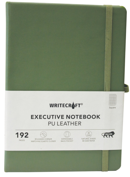 WRITECRAFT Notebook A5 Nile Green with PU Leather Strap