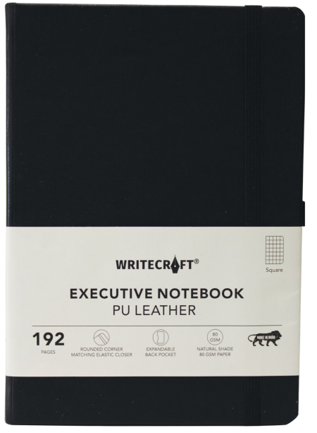 WRITECRAFT Notebook A5 Black with PU Leather Strap