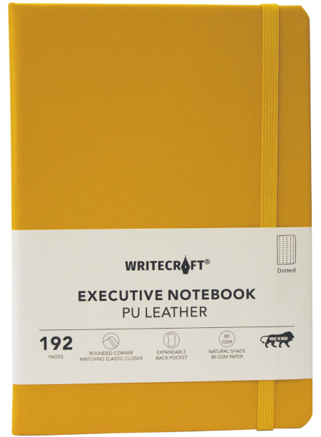 WRITECRAFT Notebook A5 Musterd Yellow with PU Leather Strap