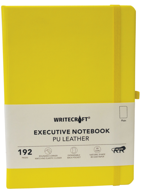 WRITECRAFT Notebook A5 Pastel Yellow with PU Leather Strap