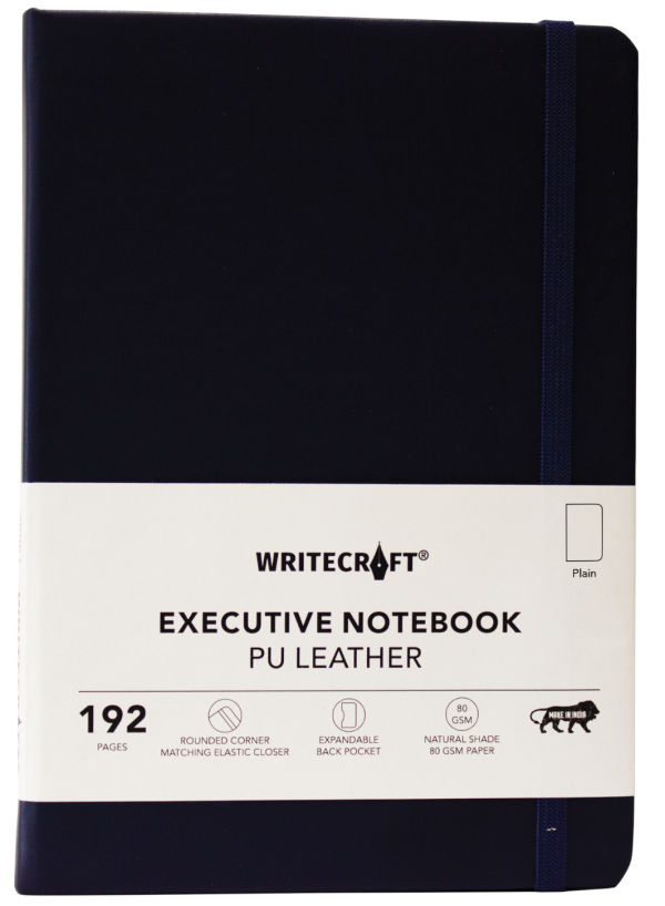 WRITECRAFT Notebook A5 Navy Blue with PU Leather Strap