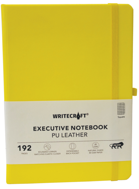 WRITECRAFT Notebook A5 Pastel Yellow with PU Leather Strap