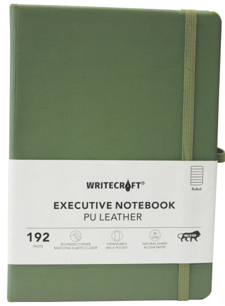 WRITECRAFT Notebook A5 Nile Green with PU Leather Strap