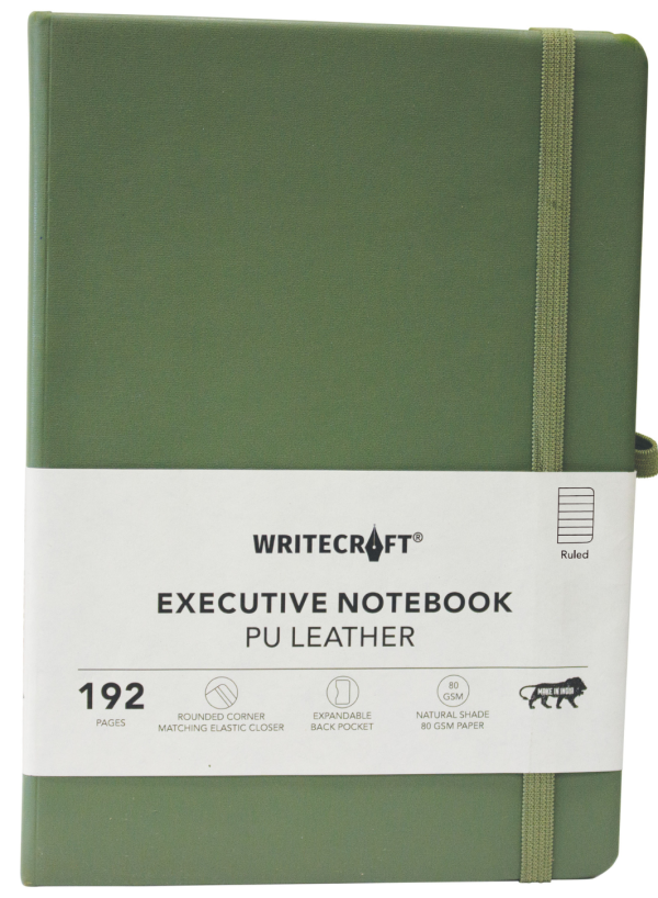 WRITECRAFT Notebook A5 Nile Green with PU Leather Strap