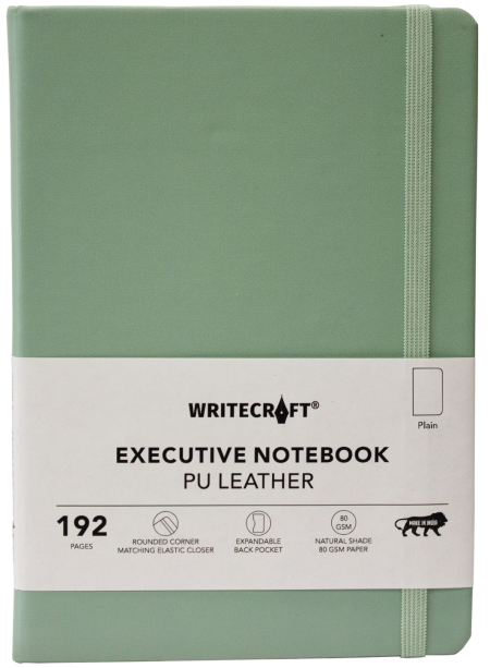WRITECRAFT Notebook A5 Pastel Jade with PU Leather Strap
