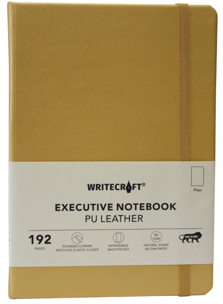WRITECRAFT Notebook A5 Champagne Gold with PU Leather Strap