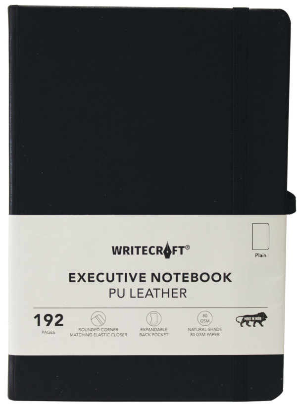 WRITECRAFT Notebook A5 Black with PU Leather Strap
