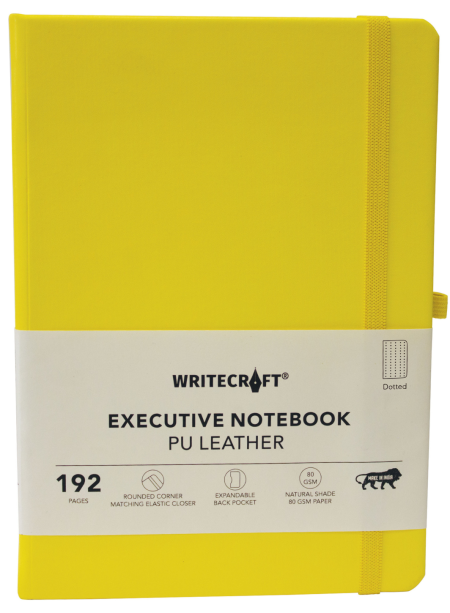 WRITECRAFT Notebook A5 Pastel Yellow with PU Leather Strap